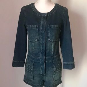 Free People Denim Long Sleeve Romper Sz 2